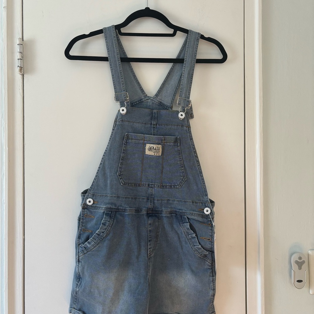 Denim Overalls with Pocket Detail